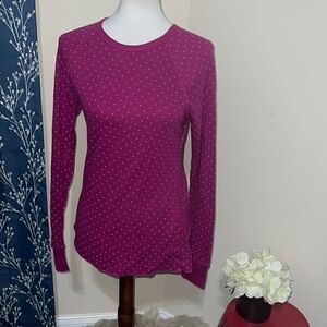 Aerie Purple Polka Dot Thermal Long Sleeve Top sz L Large